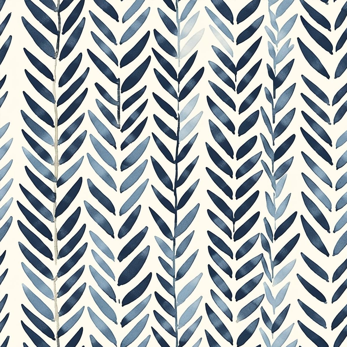 Blue and White Boho Wallpaper Peel and Stick 17.3"x78.7" Herringbone Vintage Floral Removable Renter Friendly Wallpaper for Bedroom Walls Self Adhesive Contact Paper for Cabinet Drawer B4-2