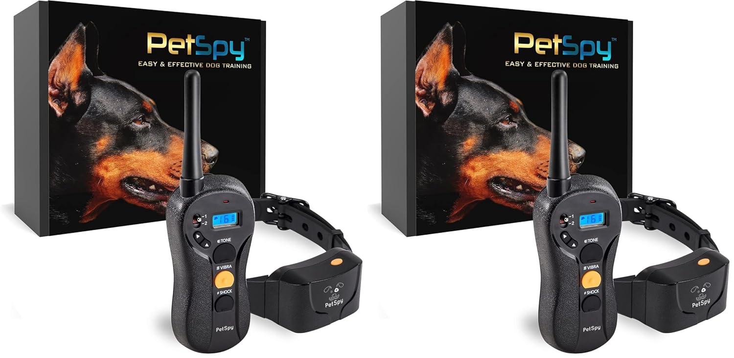 PetSpy Shock Collar for Dogs-Waterproof Dog Shock Collar with Remote Control Vibration Electric Shock Beep-E Collar for Dogs