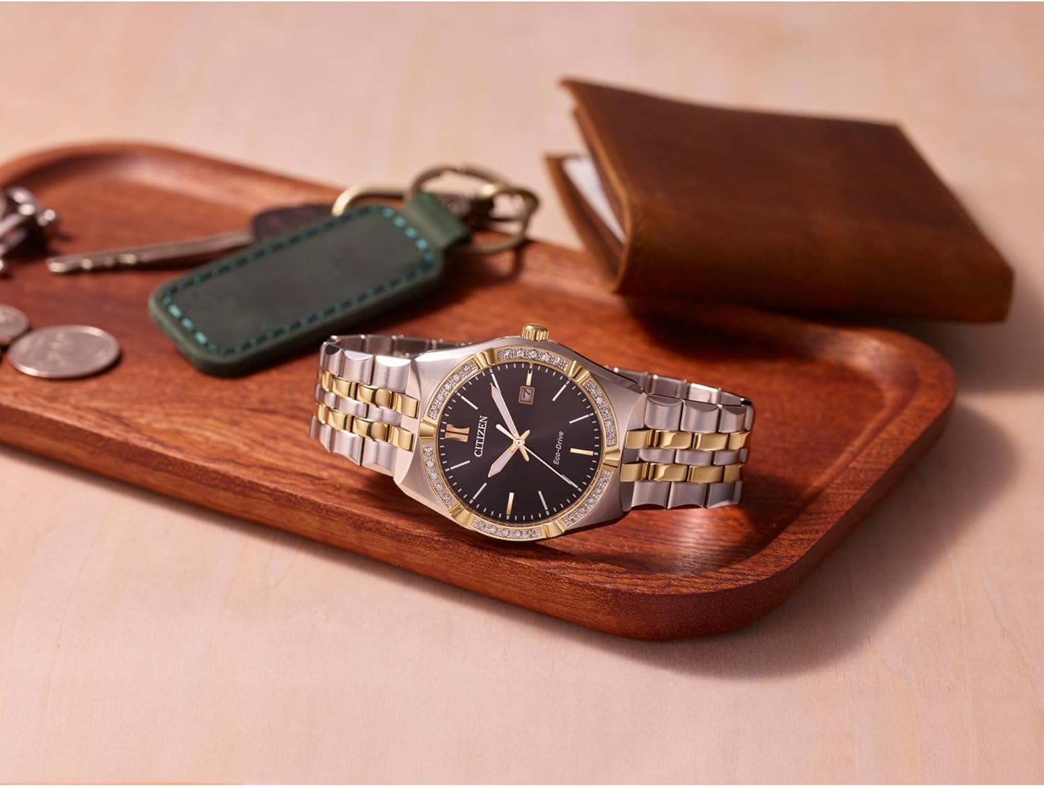 Citizen Men's Eco-Drive Corso Diamond Bezel Watch, Two-Tone Stainless Steel Bracelet Watch, 3 Hand, Date - Image 5