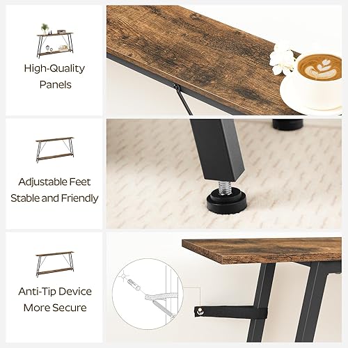 Miniatura 6 de Mesa consola, mesas de sofá de 2 niveles de 63 pulgadas, mesa de entrada estrecha, detrás del sofá, mesa de pasillo delgada para entrada, sala de