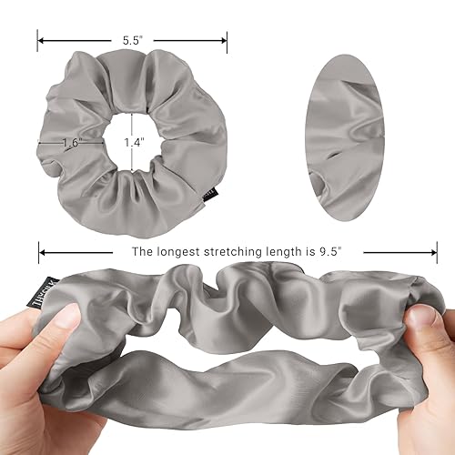 Miniatura 5 de THXSILK Coletero de seda para cabello grueso para mujer, color gris, 7.99 unidades