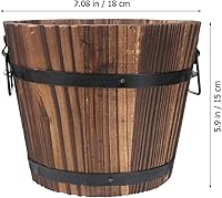 Vista 2 de DOITOOL Maceta rústica de madera en barril: cubo de madera para whisky, macetas para plantas de interior y exterior, contenedor para el hogar
