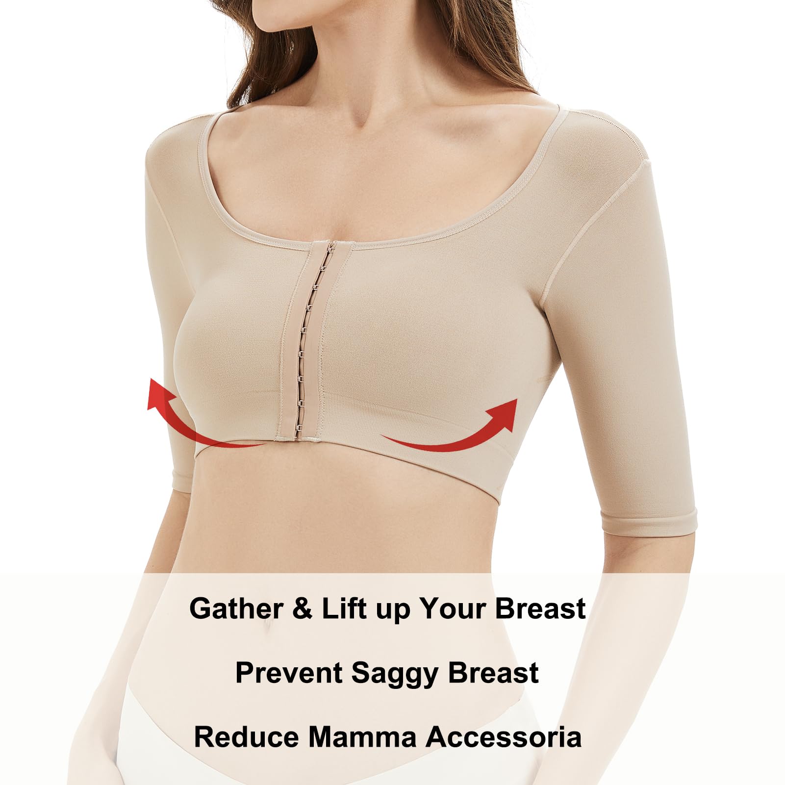KSKshape Formador de Brazo para Mujer después de la Cirugía con Mangas de Compresión Faja Moldeadora para Mujer, Corrector de Postura,Beige,L