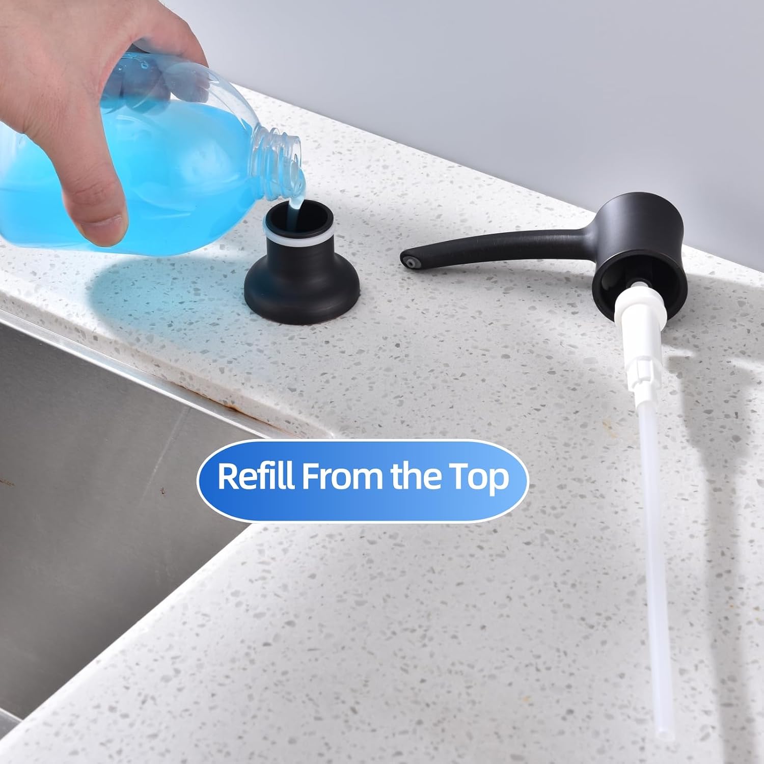 Soap Dispenser for Kitchen Sink Built in, 360° Swivel ABS Pump with 11 OZ Bottle,Kitchen Sink Soap Dispenser Oil Rubbed Bronze
