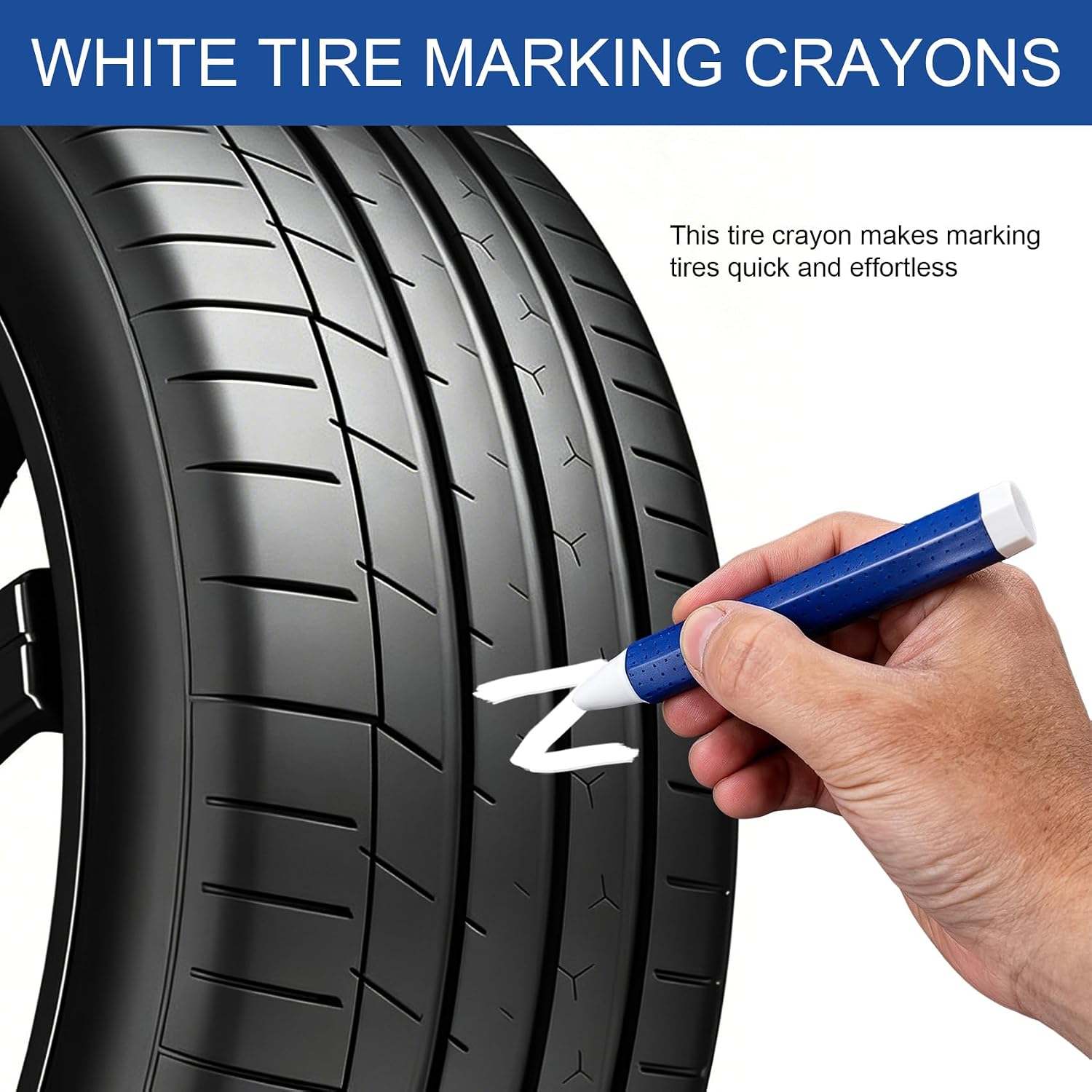 White Tire Marking Crayons, Industrial Tire Marking Sticks, 10PCS