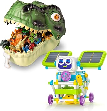 45PCS Dinosaur Toys for Kids,with 434 PCS STEM ,1 Dinosaur Storage Box,Build 36+ Robot Models with Solar Power, Gears & Sensors,Educational STEM Toys,Great Gift for Toddler Boys & Girls