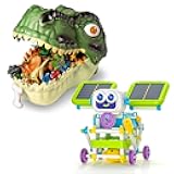 RISUNTOY 45PCS Dinosaur Toys for Kids,with 434 PCS STEM ,1 Dinosaur Storage Box,Build 36+ Robot Models with Solar Power, Gears & Sensors,Educational STEM Toys,Great Gift for Toddler Boys & Girls