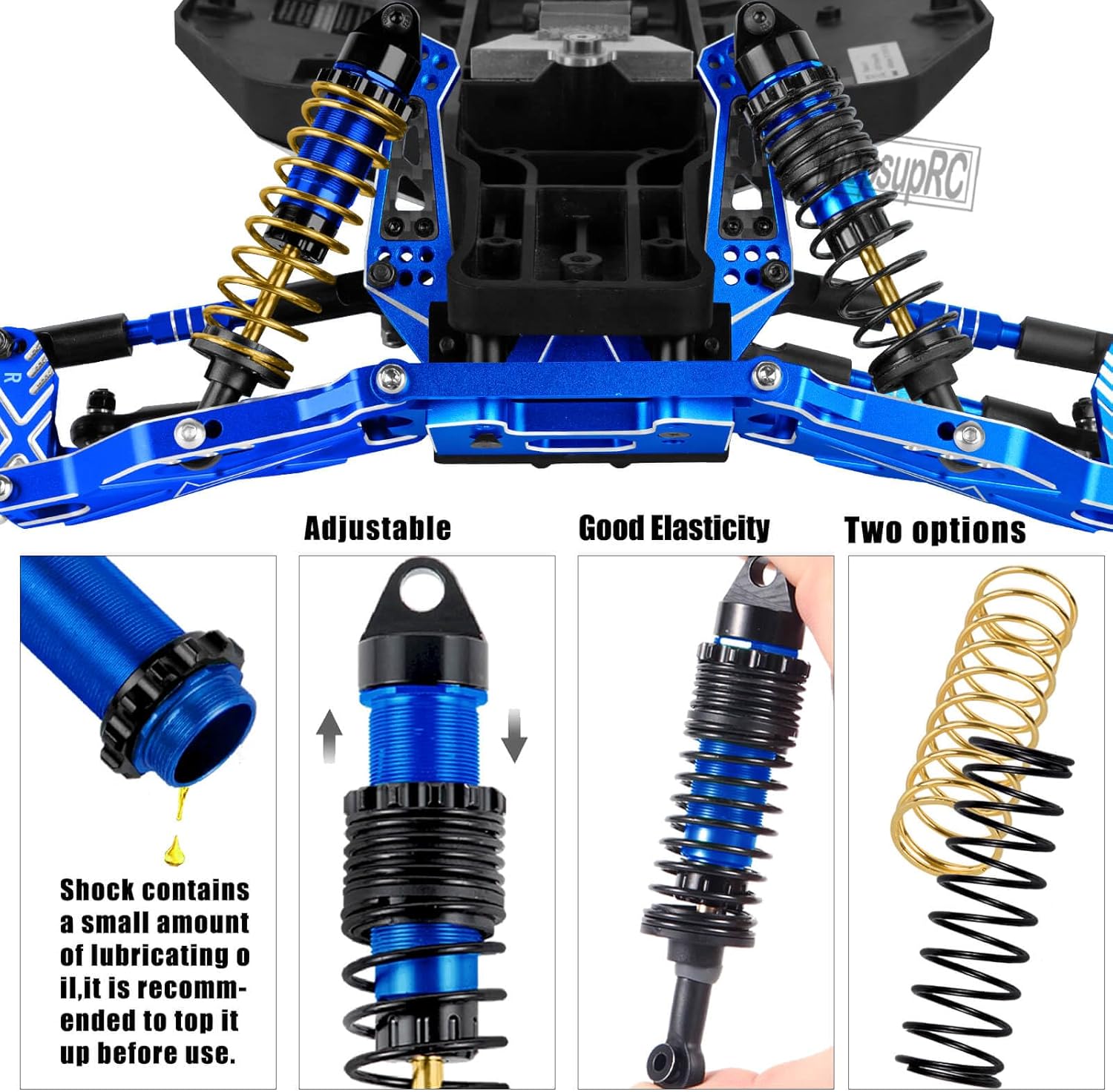 Shocks Absorber Damper&Drive Shaft Axles CVD Driveshafts&Suspension A Arms&Steering Block&Caster Blocks&Shock Tower&Links Toe Link&Bulkhead Upgrades Parts for 1/10 Slash 2WD (VXL).Navy Blue