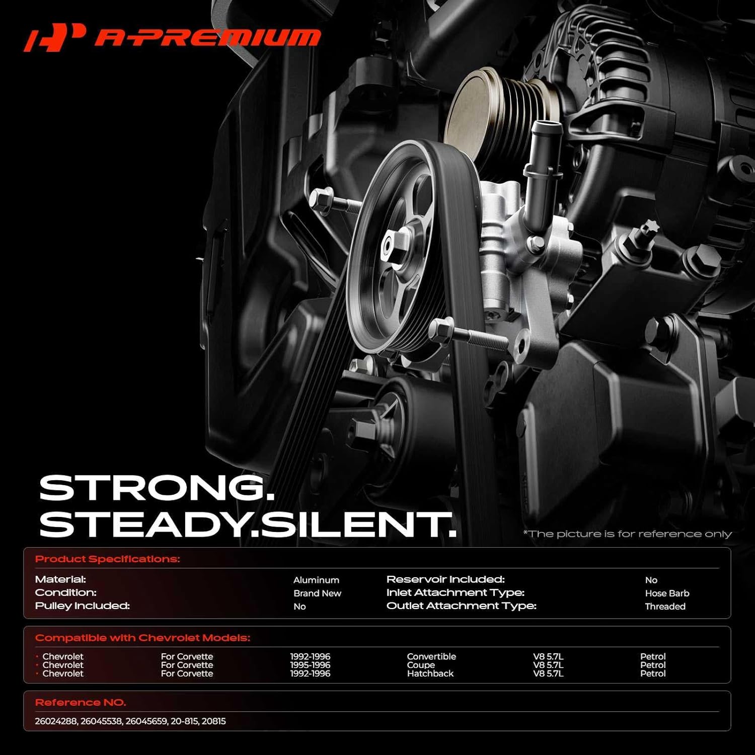 A-Premium Power Steering Pump Compatible with Chevrolet Corvette 1992 1993 1994 1995 1996, 5.7L Gas