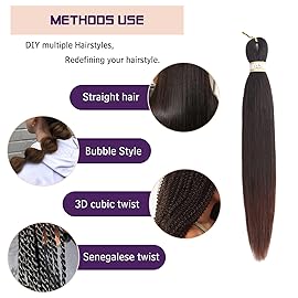 Beyond Beauty Braiding Hair pre stretched, Braids Synthetic Fiber Ombre Yaki Texture, Natural Easy Twist Braids Crochet Hair Hot Water Setting hair extensions