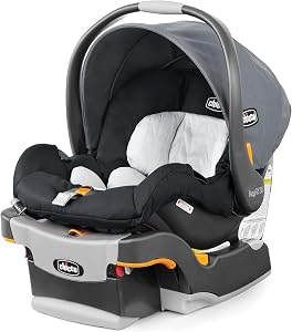 Siège d'auto pour nourrissons Chicco KeyFit 30 ClearTex et base, Siège orienté vers l'arrière pour 4-30 lb, Inclut support pour la tête et le corps, Compatible avec les poussettes Chicco, Équipement de voyage pour bébé - Pewter/Gris