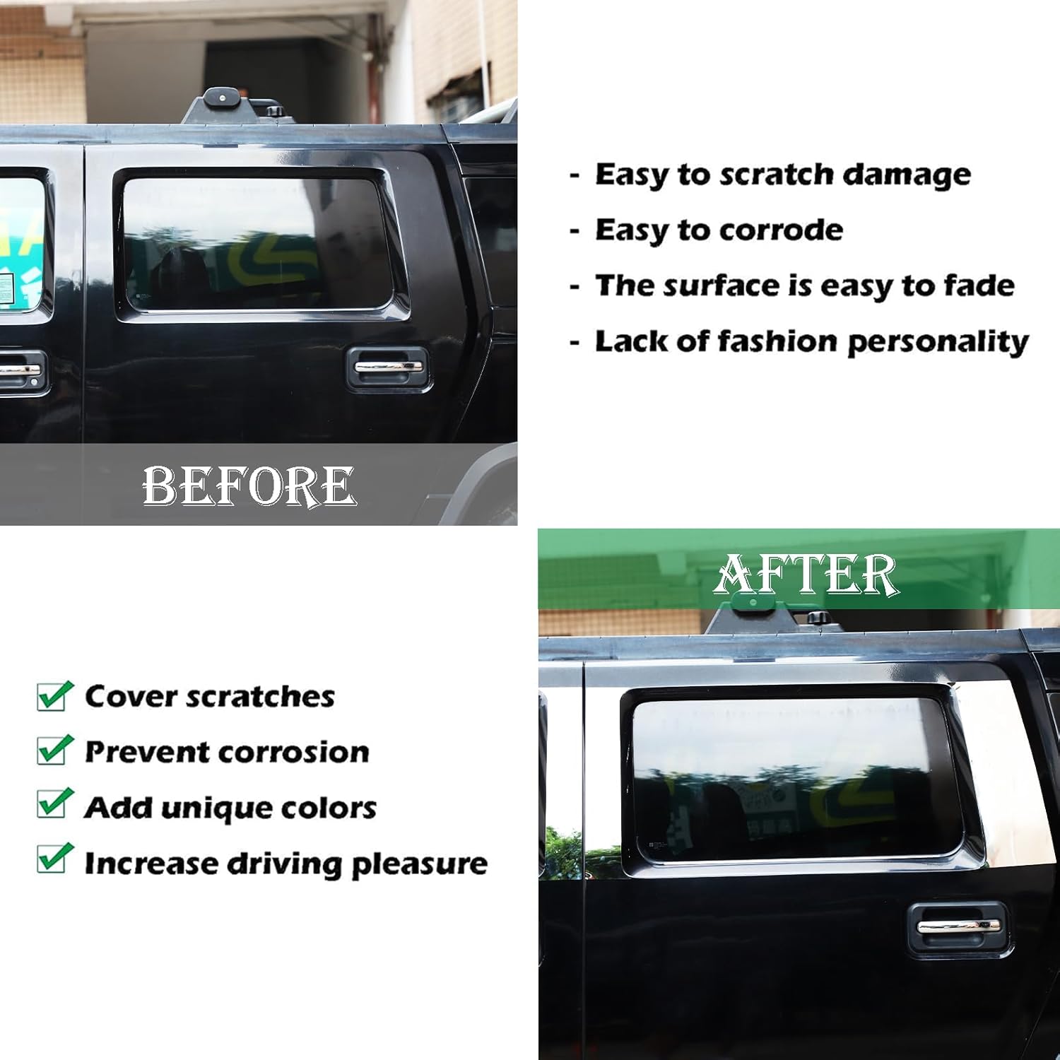 PIUGILH Bright Silver B Pillar Trim Cover Compatible with Hummer H2 2003-2009 Accessories, 4 Door Center Window Pillar Post Panel Covers, 6Pcs