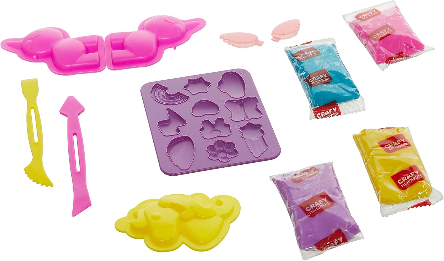Crafy Oyun Hamur Set Sihirli Unicorn 4X50Gr Parmak Hamurlu 11 Parça