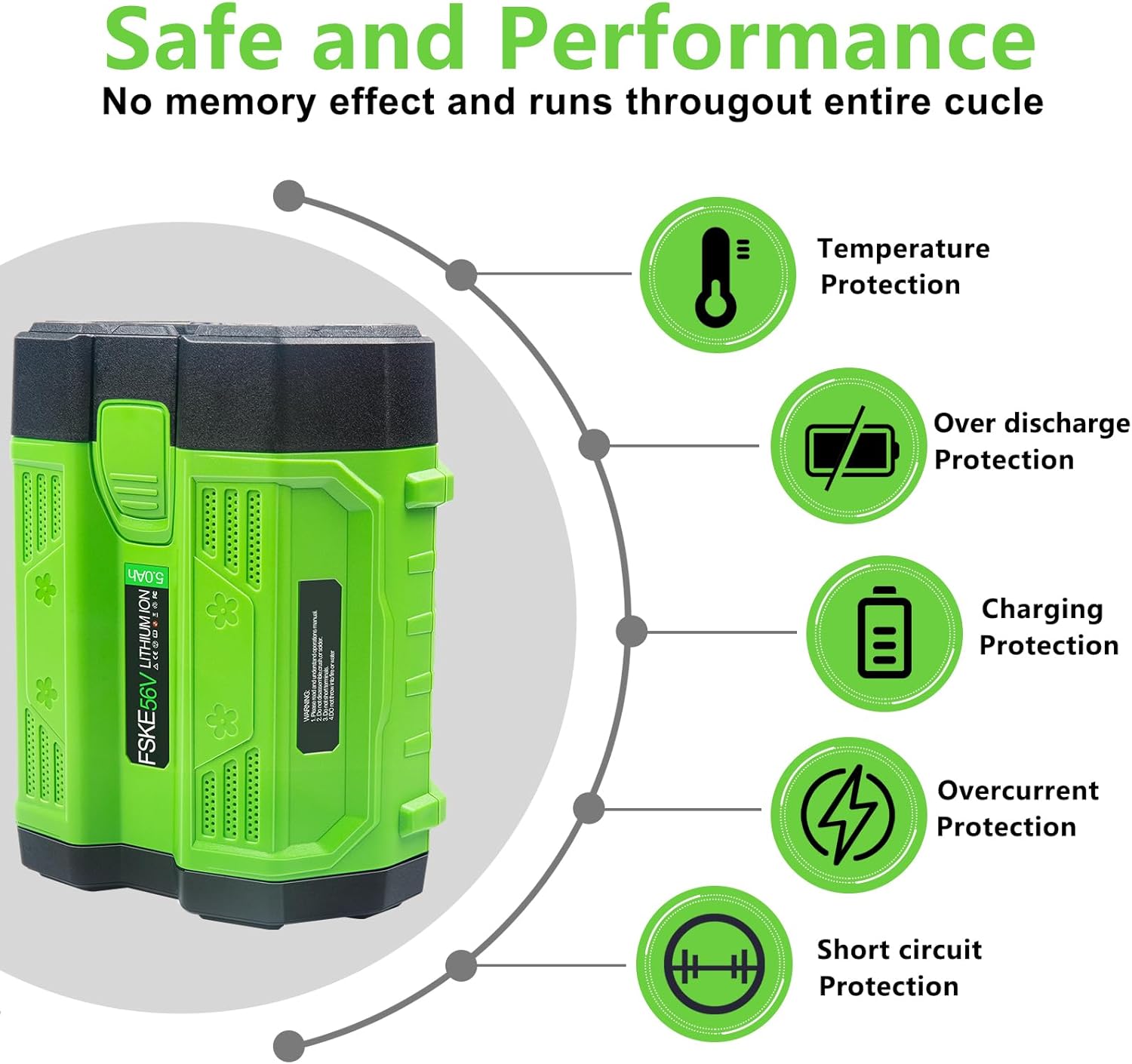 FSKE 56V 5.0Ah Replacement for EGO Battery BA1400T BA2800T - Compatible with EGO 56V Battery Power Tools