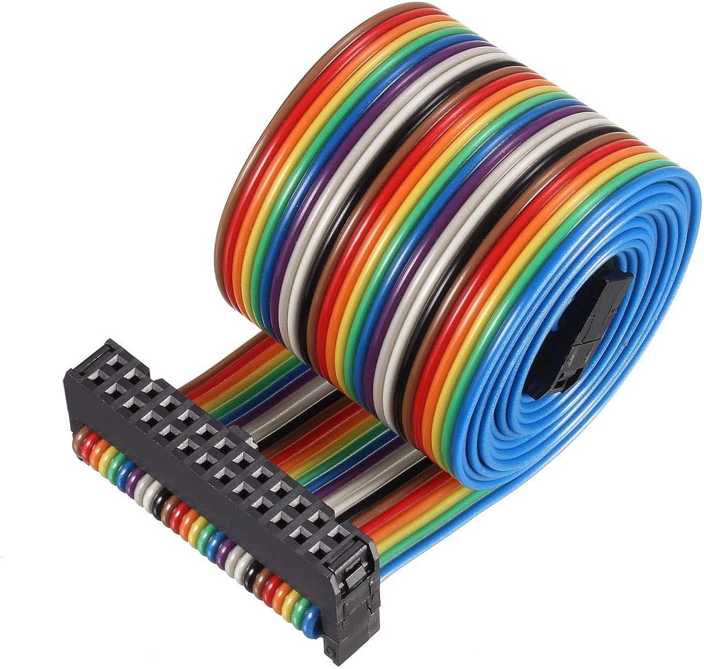 uxcell IDC Rainbow Wire Flat Ribbon Cable 26P A-type FC/FC Connector 2.54mm Pitch 1m/39.3inch Length