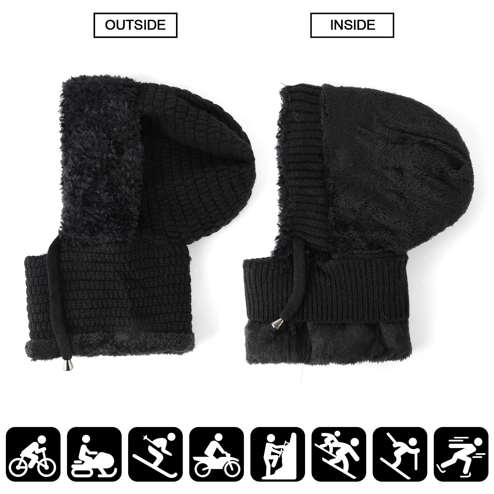 TAGVO Pasamontañas Invierno para Mujer, Pasamontañas Termico Capucha Polar Balaclava Multifuncional para Clima Frío Esquí al Aire Libre Montaña Senderismo