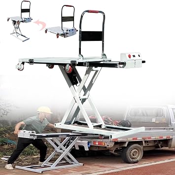 Hydraulic Lift Table Cart,On-Board Electric Hydraulic Lift Trolley, Folding Trolley, Material Elevator,,Suitable for Transporting and Loading Materials onto Trucks with Trucks