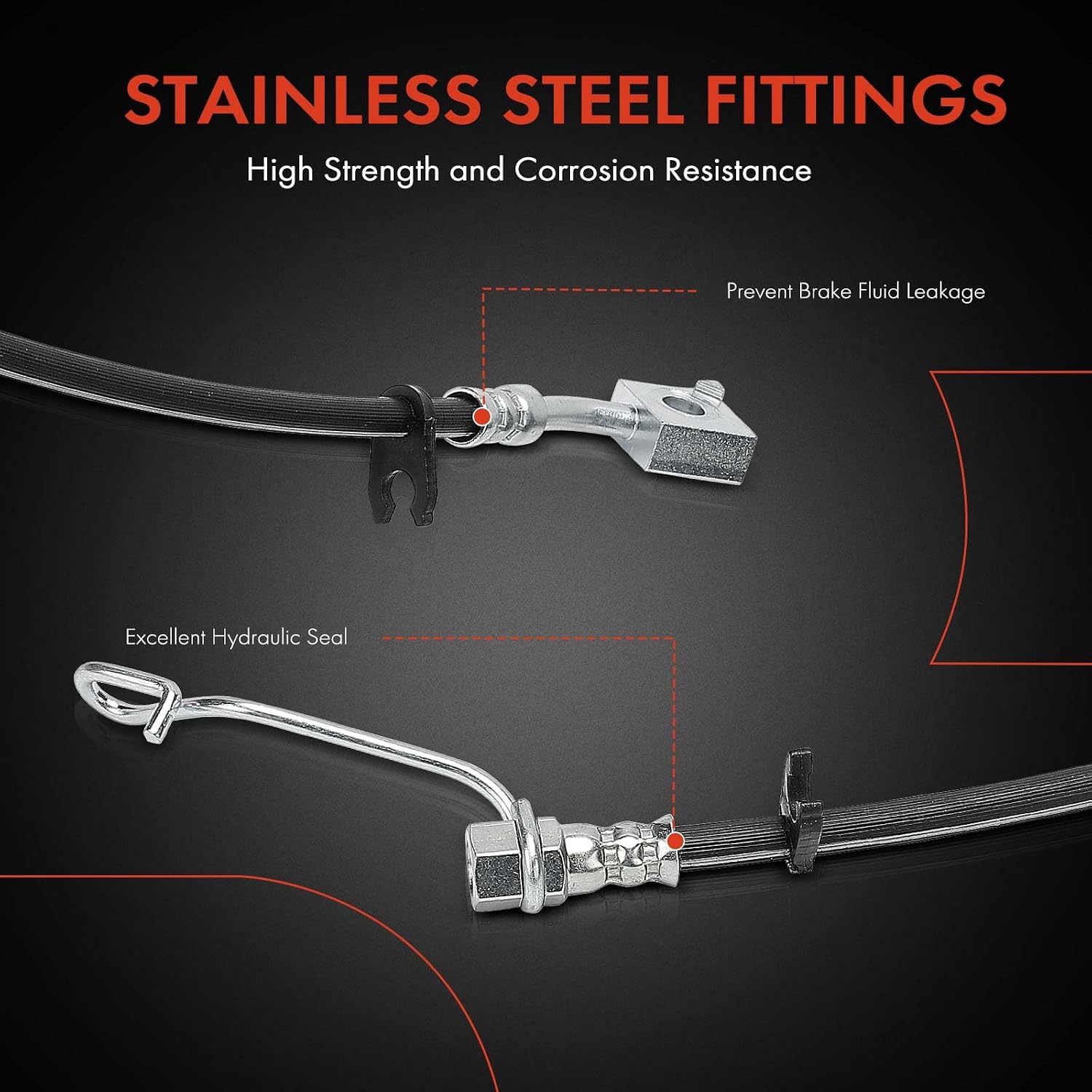 A-Premium Rear Passenger Side Brake Hydraulic Hose Compatible with Ram Models - 1500 2011-2018, Without Steel Line