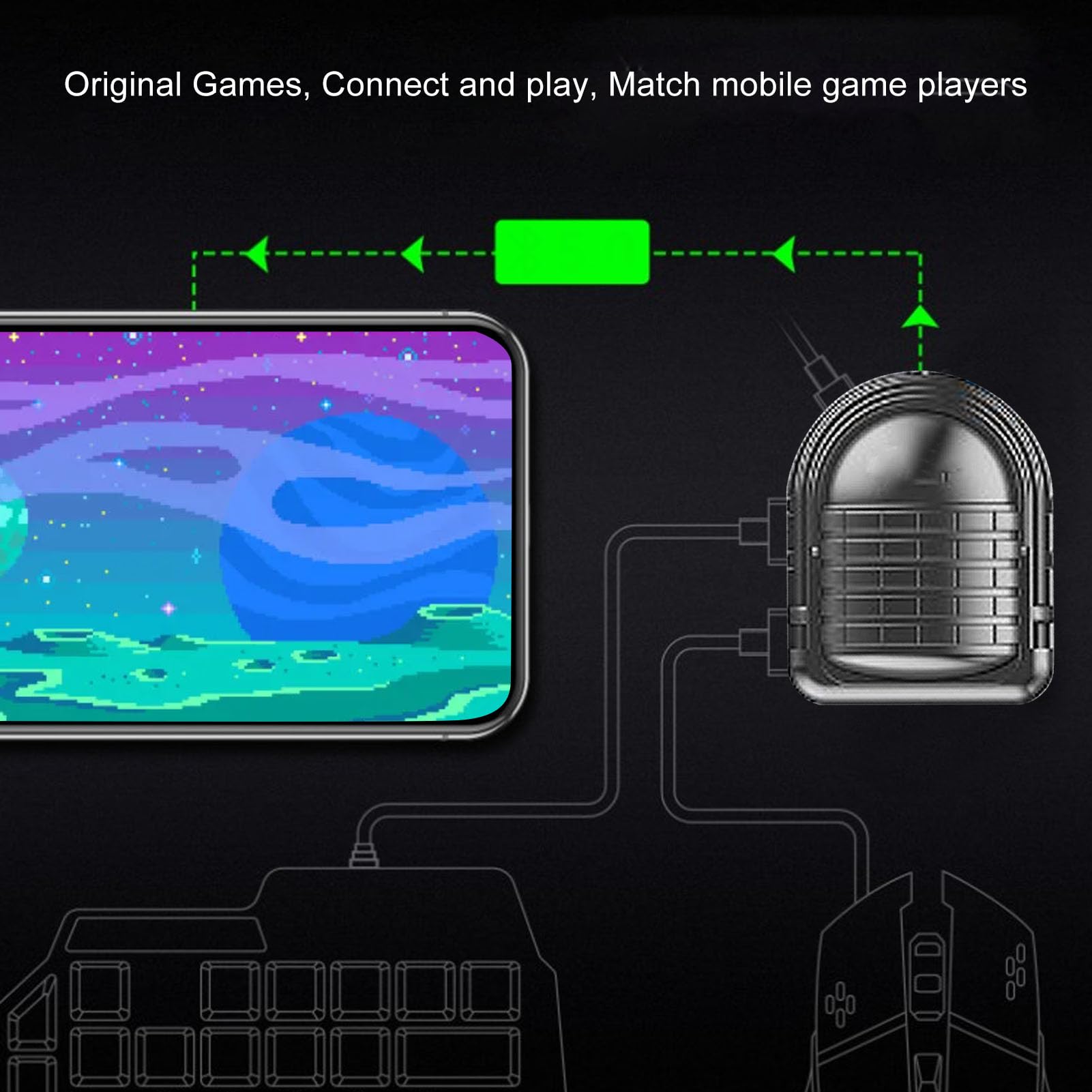 Hidyliu Combinado 4 del Teclado y del Ratón del Juego de la Mano del RGB en 1 Regulador del Juego Móvil para iOS y