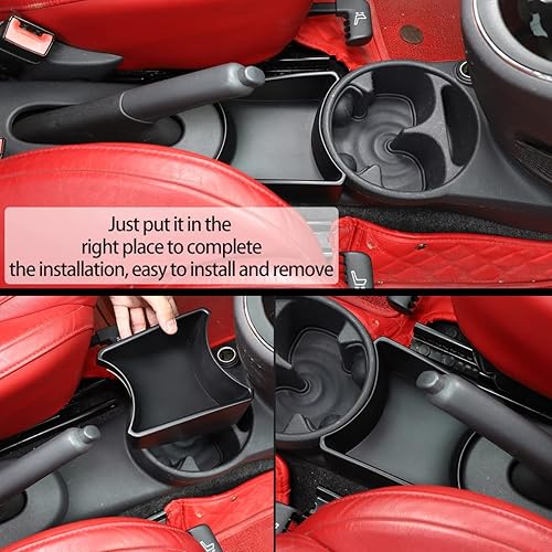 Miniatura 4 de HAPPYHORSE Caja de Almacenamiento para Consola de Coche Bandeja Organizadora Compatible con Fiat 500 2007-2015 Portavasos de Control Central Caja de