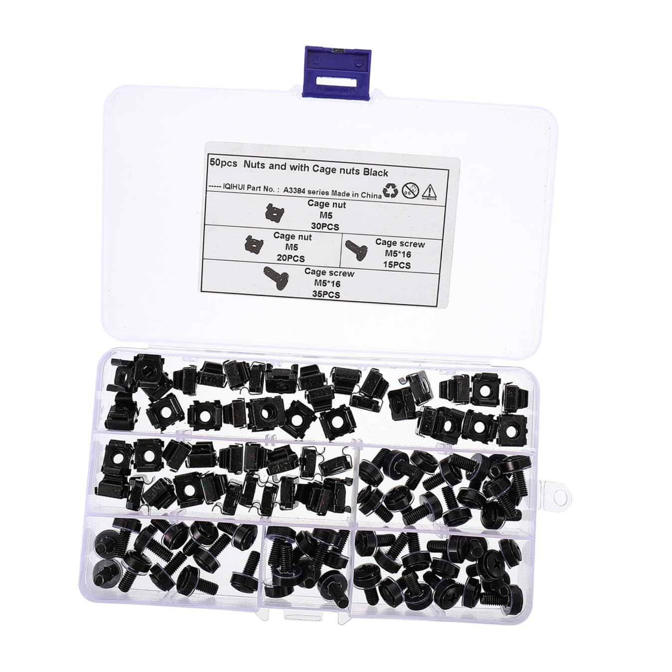 50pcs Square Lock Insert Nuts with Screws Cage Nuts for Secure Fastening Electronics and Furniture Applications Anti-Rotation Design Corrosion-Resistant