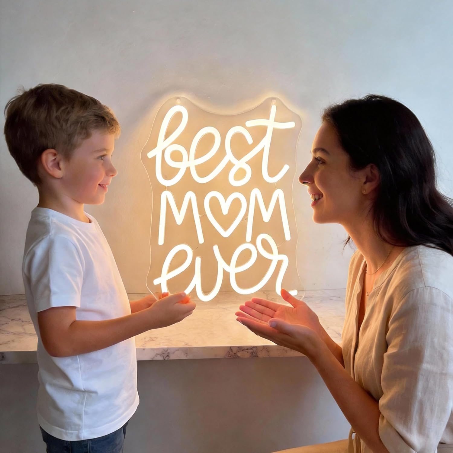 Best Mom Ever Neon Sign Mother's Day Neon Light LED Light Up Sign USB Powered for Wall Decor Mothers Birthday Party Mother's Day Decoration Mom's Gift