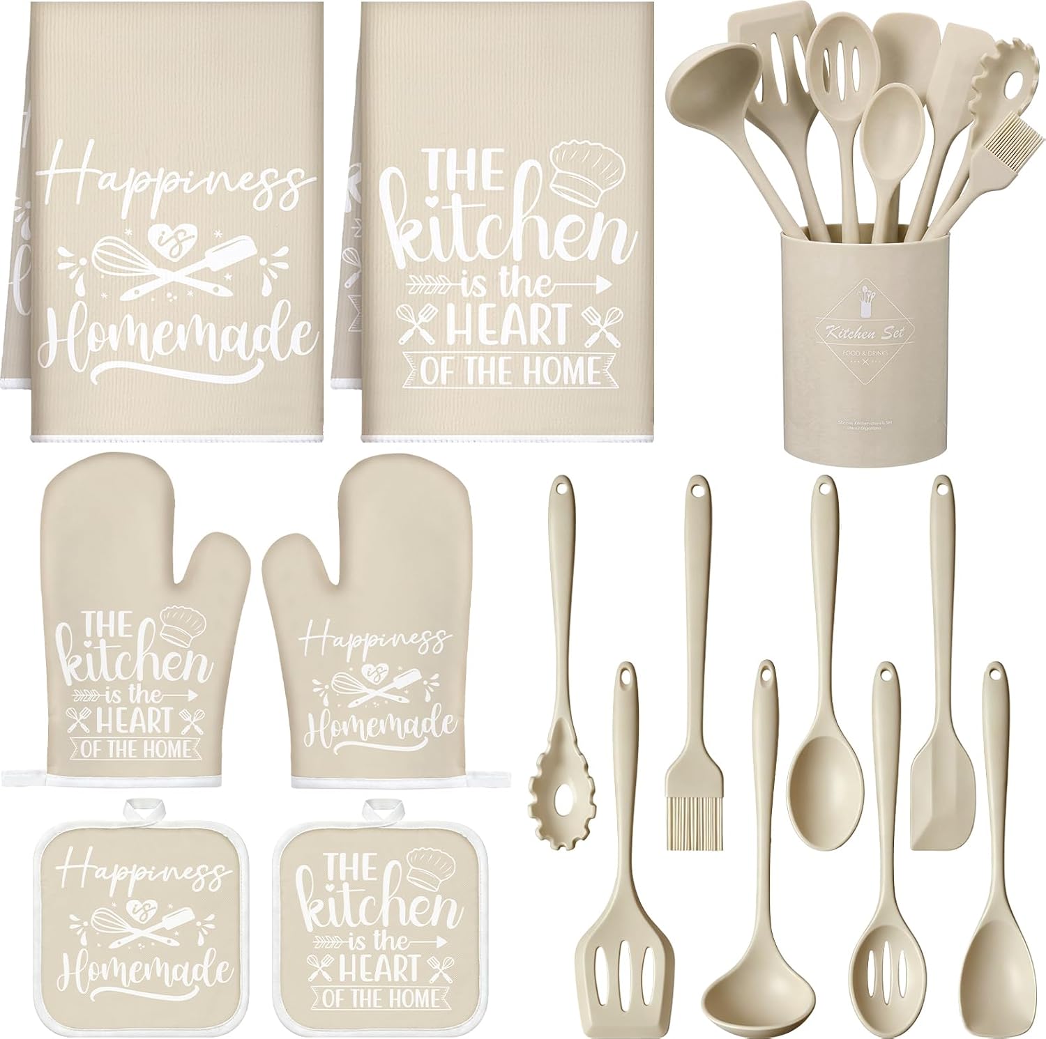 Black Kitchen Accessories, 15 Pack, Happy Kitchen