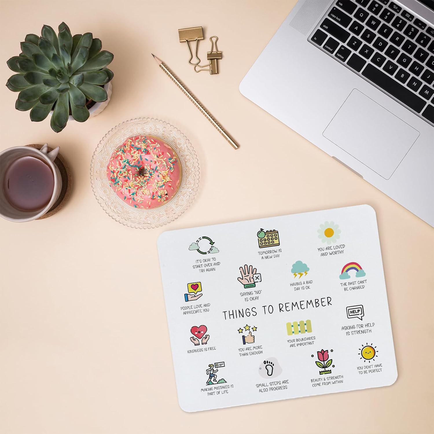 TNUW Mental Health Awareness Daily Reminder Inspirational Quotes Mouse Pad 9.4 X 7.9 Inch, Motivational Non-Slip Rubber Mat Mousepad for Desk Decor, Office Supplies Gift for Computer Laptop Women Men - Image 2