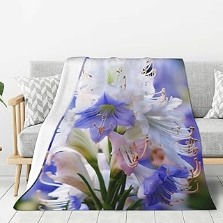 XJXZCFNB Manta de franela de microfibra súper suave con estampado de flores azules y blancas, manta para adultos y niños, para sofá, cama, sofá, ultra lujosa, cálida y acogedora para todas las