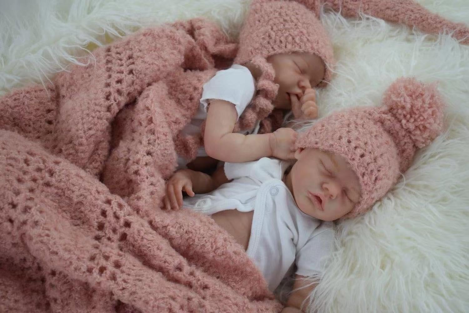 Angelbaby 18 inch Cute Real Life Sleeping Reborn Baby Dolls Twins Girl and Boy Silicone Full Body Realistic Newborn Dolls Look Real Living Babies Doll Bathable Child Reborn Toddler for Kids