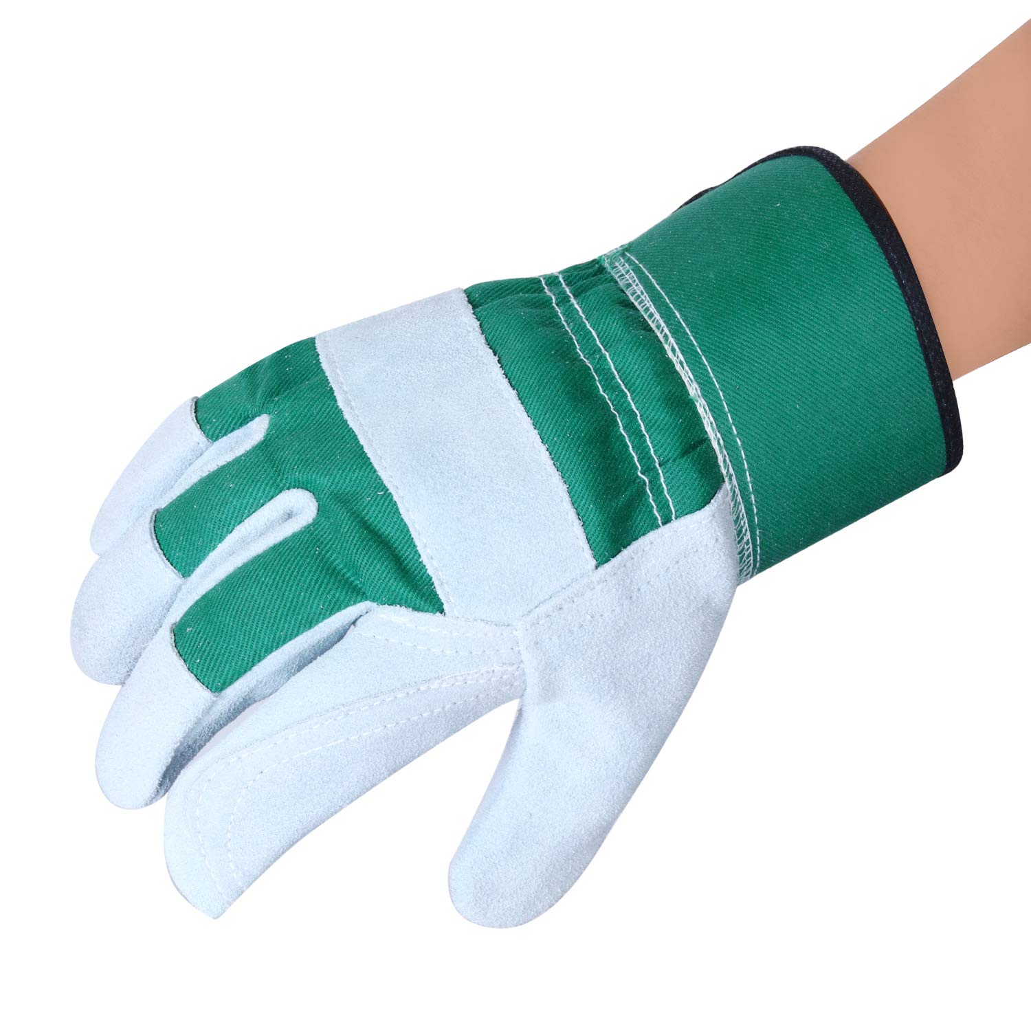 Thorn Proof Work Gloves Heavy duty Leather Gardening Gloves for Ladies Women Durable Protective Garden Rigger Hand Utility Safety Men Kids Washable Gripper(Green - Image 2