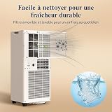 Condizionatore Portatile Climatizzatore Silenzioso - 9000BTU Climatizzatore senza Unità Esterna, Raffrescatore a Basso Consumo con Kit Finestra, Display LED, 4 Modalità, Copertura 33 m² Bianco Avorio - 8
