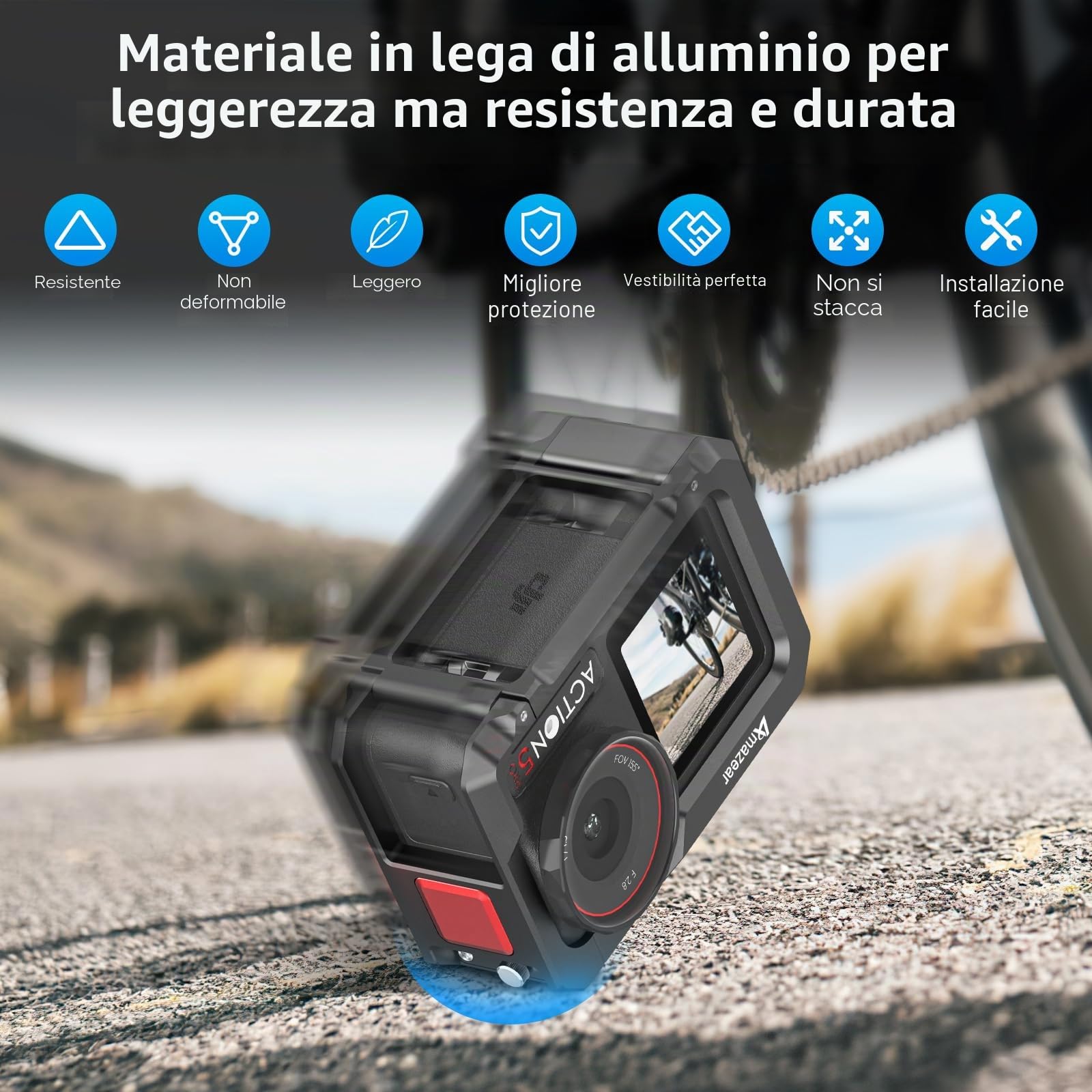 AMAZEAR Gabbia Metallica per DJI Osmo Action 4 Action 5 Pro Accessori, DJI Action4 Action5 Pro Telaio Protettivo Multifunzionale Custodia in Alluminio Kit Combinato,osmo action 4/5 cage