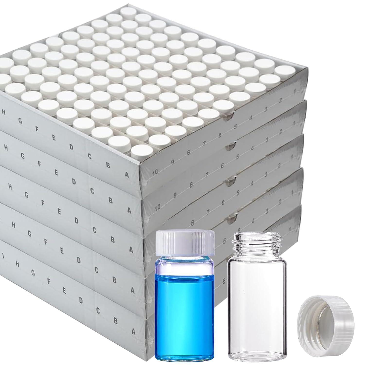 20 ml Scintillation Vials - 500 PCS Borosilicate Glass Sample Vials - Scintillation Counting Vials with 22-400 White Screw Cap with Silver Aluminum Foil Liner
