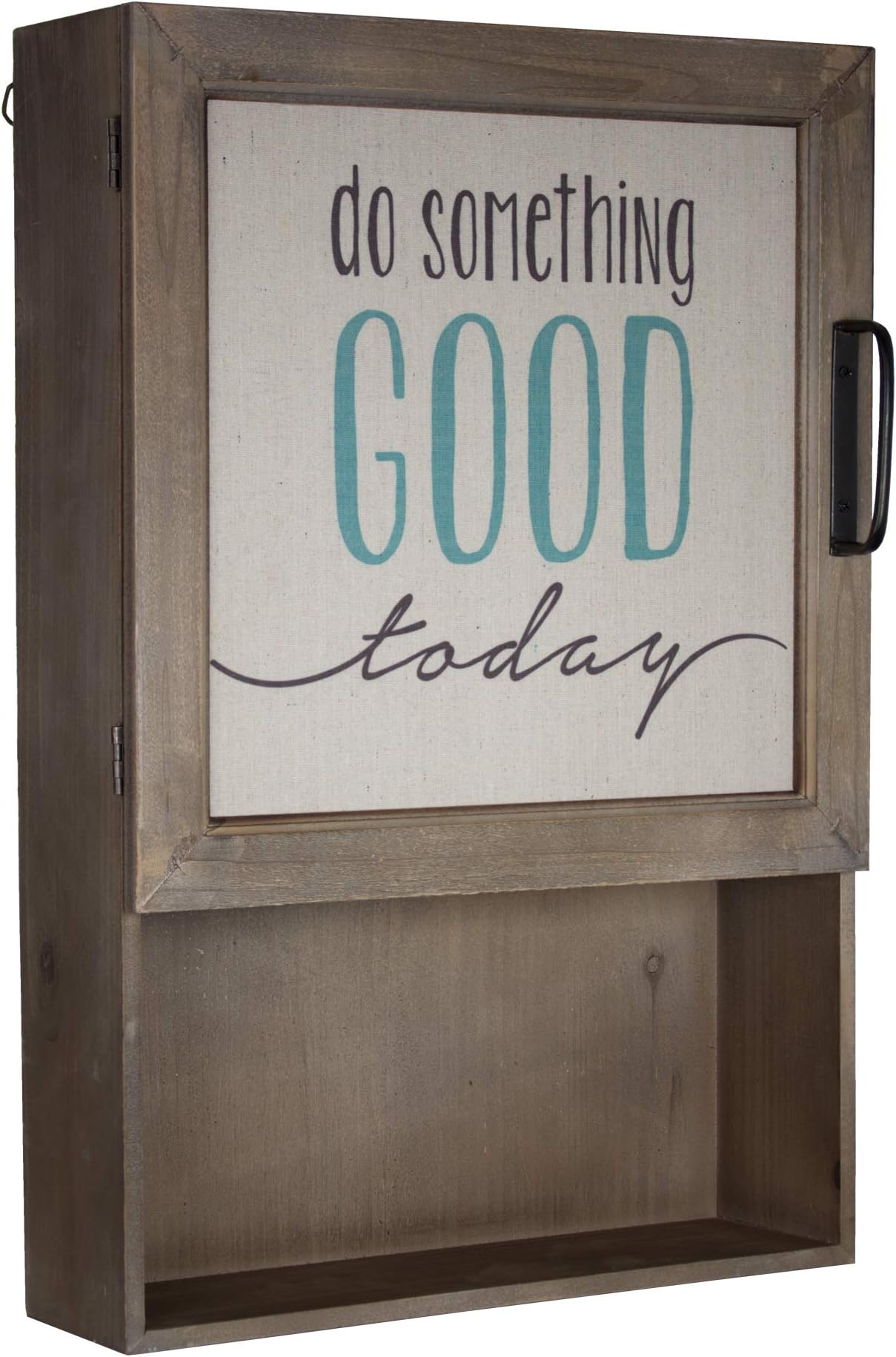 American Art Decor Rustic Wood and Canvas Cabinet with Shelves