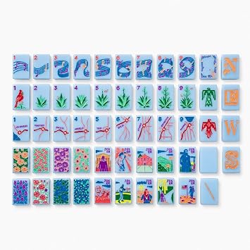 Premium Acrylic American Mahjong Set - 160 Engraved Tiles, Unique Artistic Themed Designs Classic, Parisian, Americana, Classic Board Game for Family Night & Adults - 4 StylesBlue