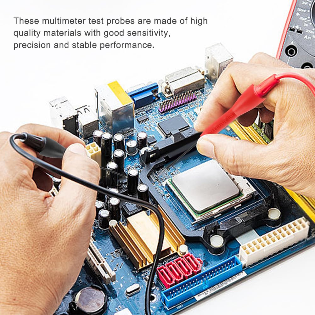 Paquete de 4 sondas de prueba de aguja extendida de 2 mm, cables de prueba de multímetro, sonda de prueba de multímetro no destructiva de 600 V/10 A para cables Fluke tl71 tl75