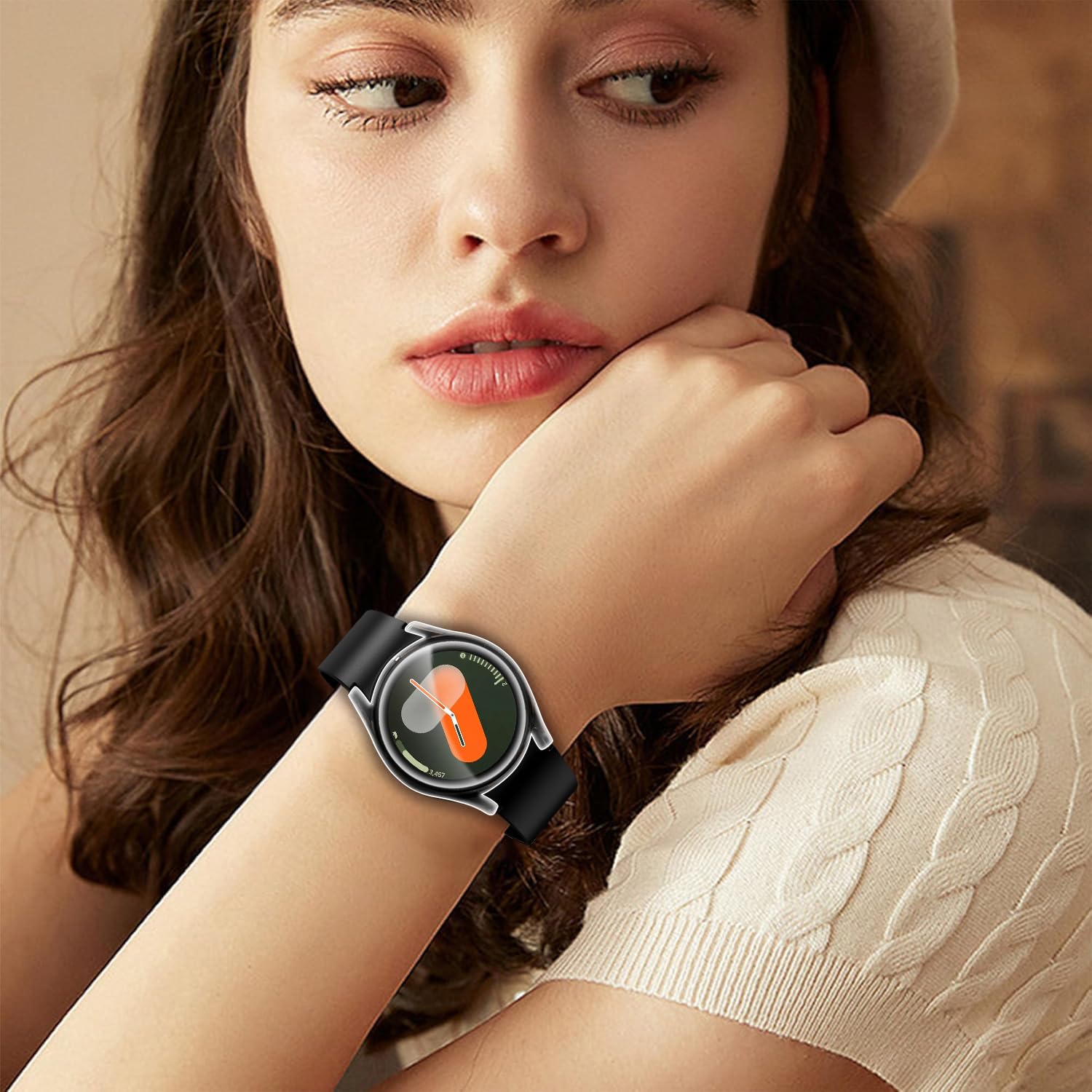 ivoler 3 sztuki etui z osłoną ekranu do Samsung Galaxy Watch 7 44 mm, pełne etui ochronne z miękkiego TPU cienkie, odporne na wstrząsy etui odporne na zarysowania (2 przezroczyste 1 czarne)