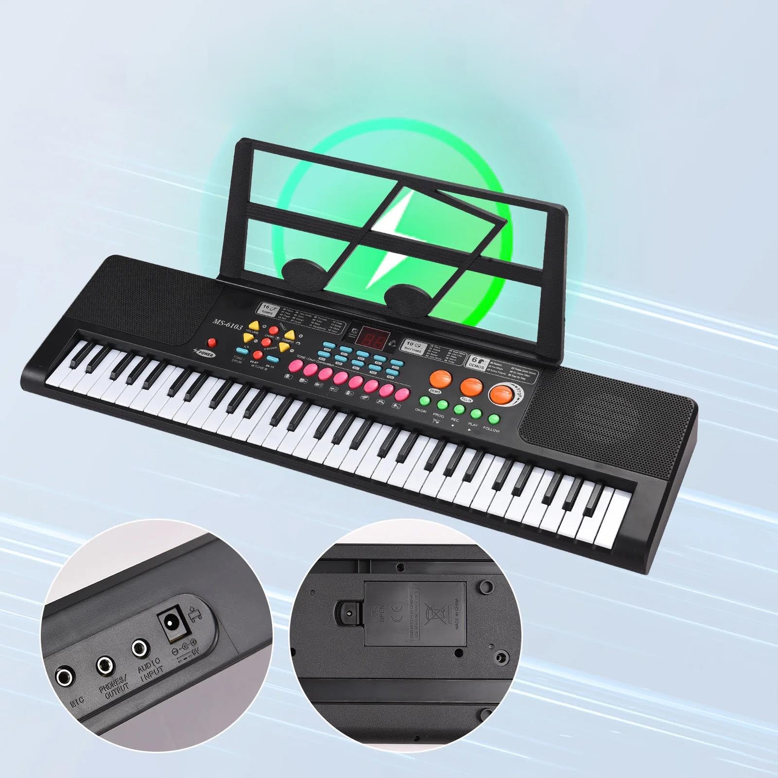 61 Klawiszowy Elektroniczny Fortepian Z Dwoma Głośnikami 16 Tonów 10 Rytmów 6 Demonstracyjnych Instrumentów Muzycznych