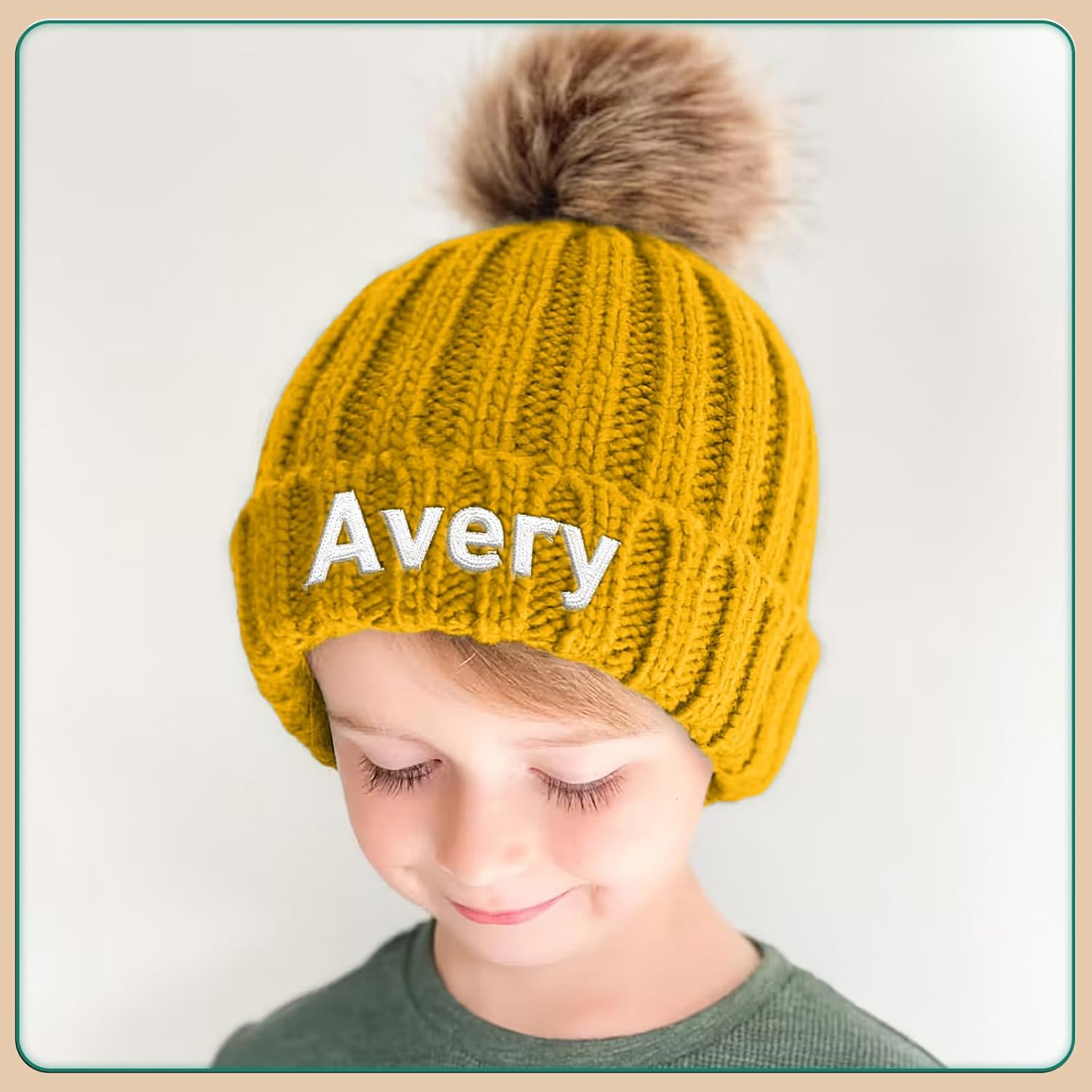 Personalized Baby Beanies Winter Embroidered Hats for Boys Girls - Custom Name Toddler Beanies for Baby Kids Adults - Image 3