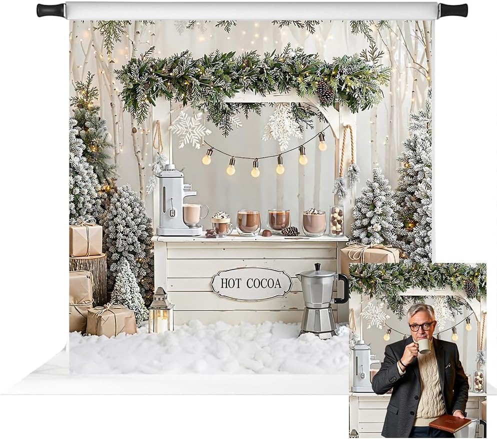 Amazon.com : Kate Christmas Hot Cocoa Backdrop for Photography Winter ...