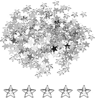 MECCANIXITY 200PCS Acrylic Star Rhinestone 8x8mm Flat Back Plastic Gems for Craft Bead Face Painting Costume Jewelry Making, White