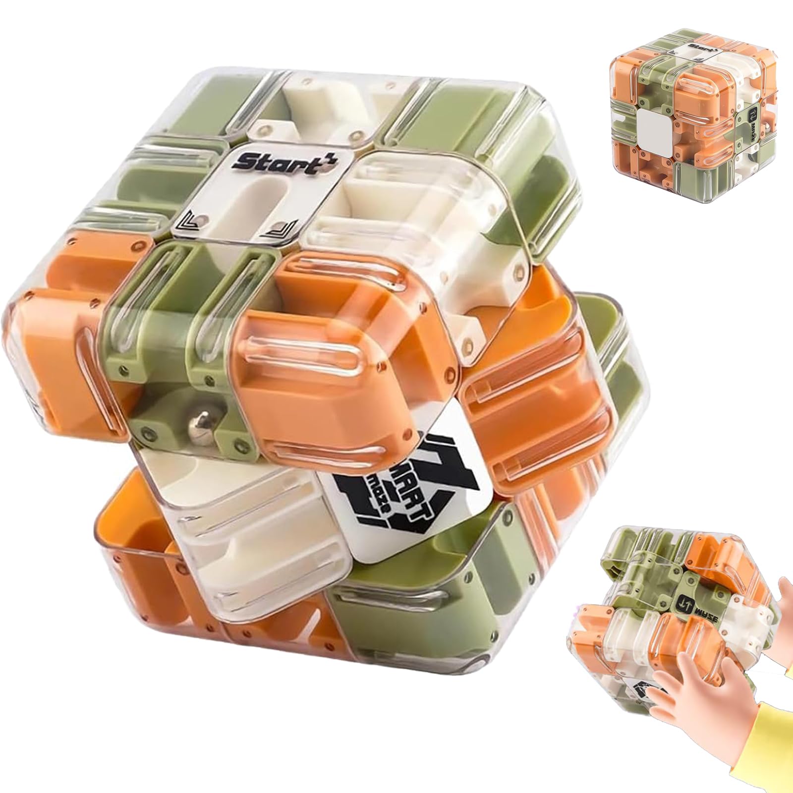 Large Labyrinth 3D Puzzle Maze Cube - Engaging Brain Teaser Toy, 2025 New 3x3 3D Puzzle Maze Game Gravity Three-Dimensional Magic Cube, Stress Relief, Mind Teaser Challenge Game (Color-A)