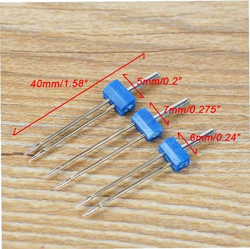 Miniatura 2 de 3 unids/set de agujas de doble puntada de diferentes tamaños, agujas de bolígrafo elásticas para máquina de coser doméstica