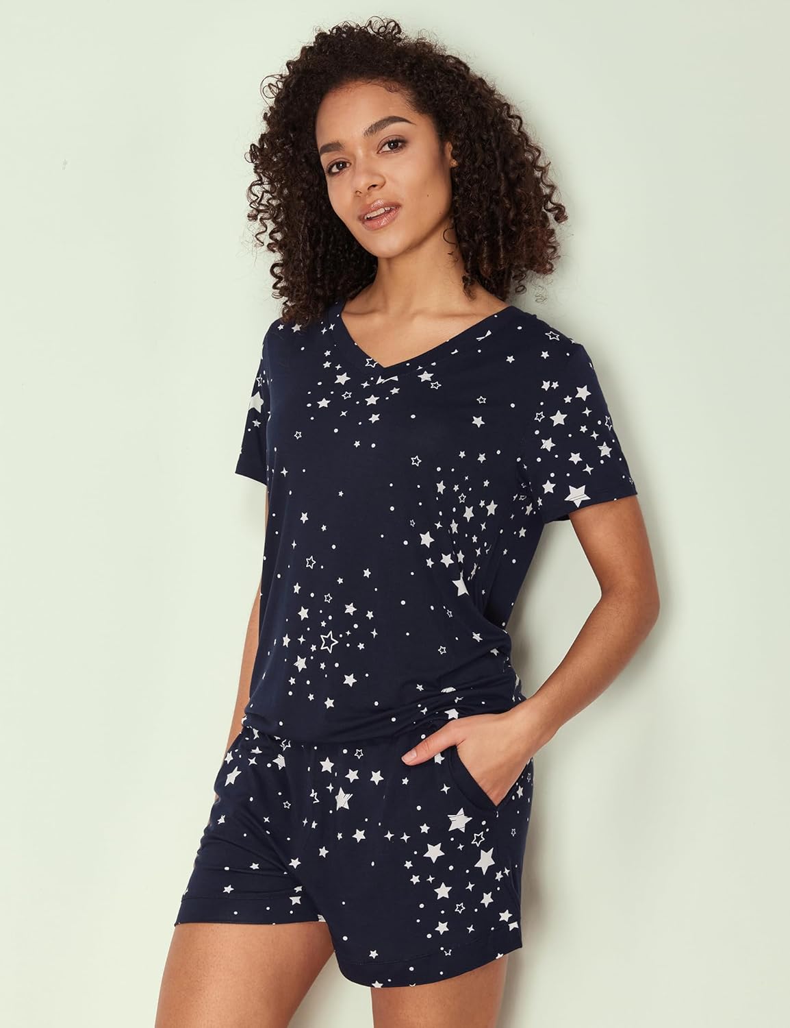 GYS Bamboo Viscose Pajamas for Women Set, Soft Short Sleeve Top and Shorts Sleepwear, Comfy Lightweight Lounge Pajama Set - Image 2