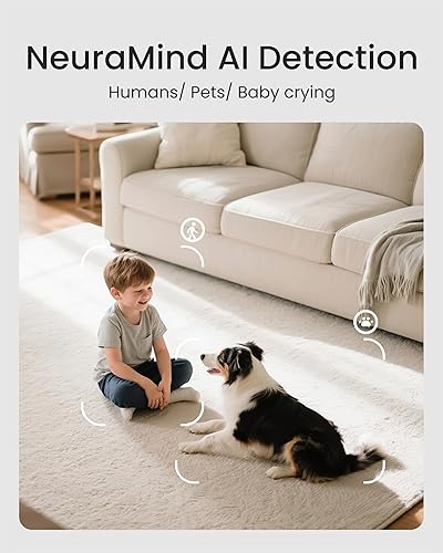 Miniatura 2 de youkey Cámara interior 2.5K, sin tarifas mensuales, panorámica e inclinación, cámara de 360 para perromascota para seguridad en el hogar, WiFi 6 de