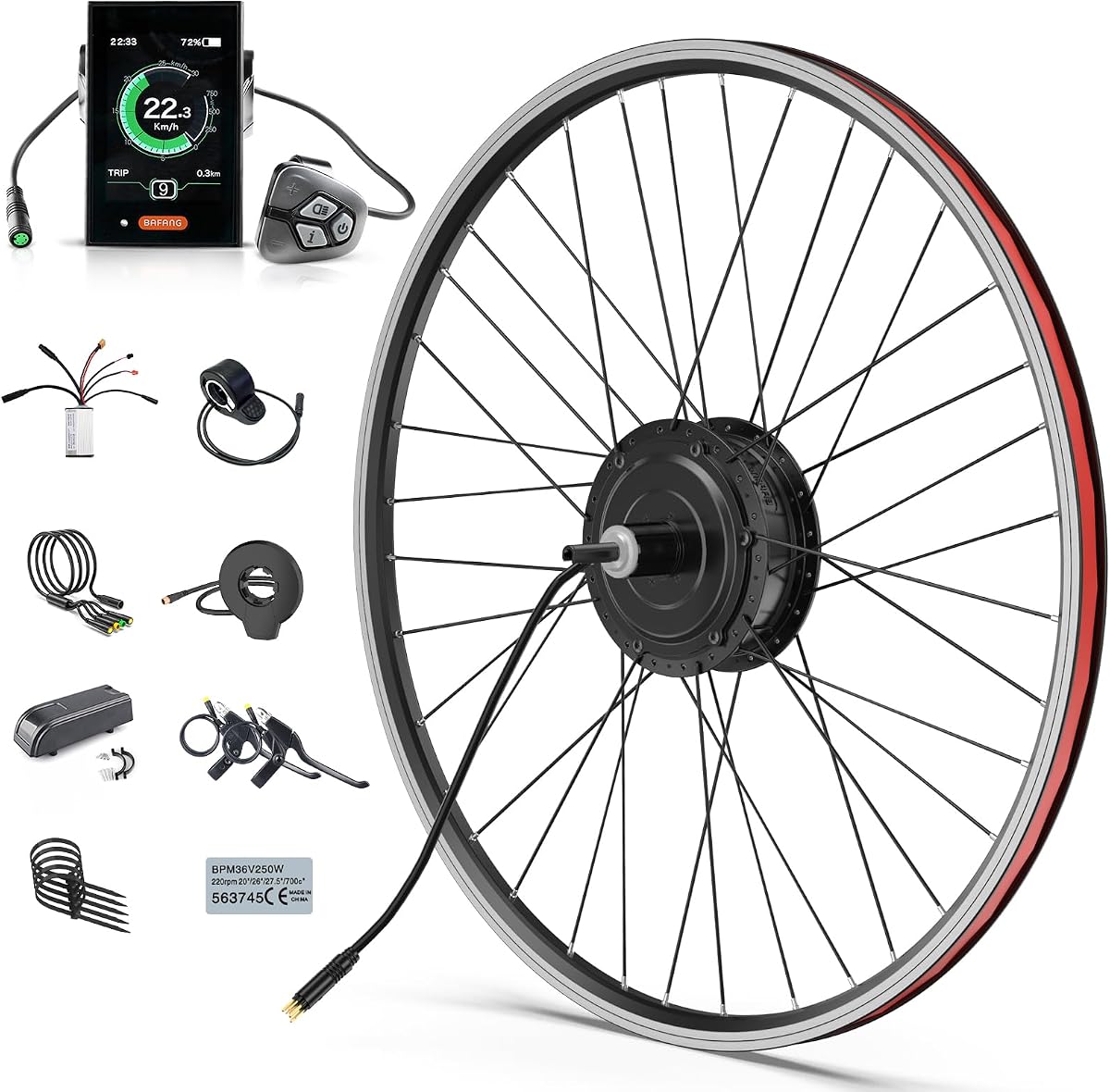 BAFANG Ebike Conversion Kit,G020 48V 500W Rear Hub Motor | With Display | Electric Bicycle Kit with Intelligent Controller | Brushless Geared Motor |135-142MM Rear Dropout
