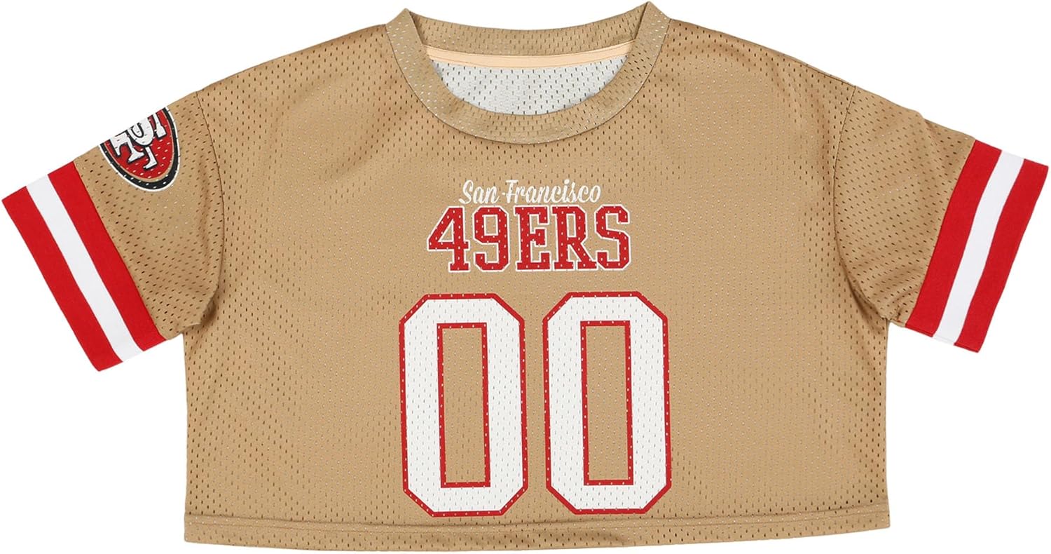 FOCO NFL Womens NFL Ladies Fashion Gameday Jersey Mesh Crop Top Shirt - Image 3