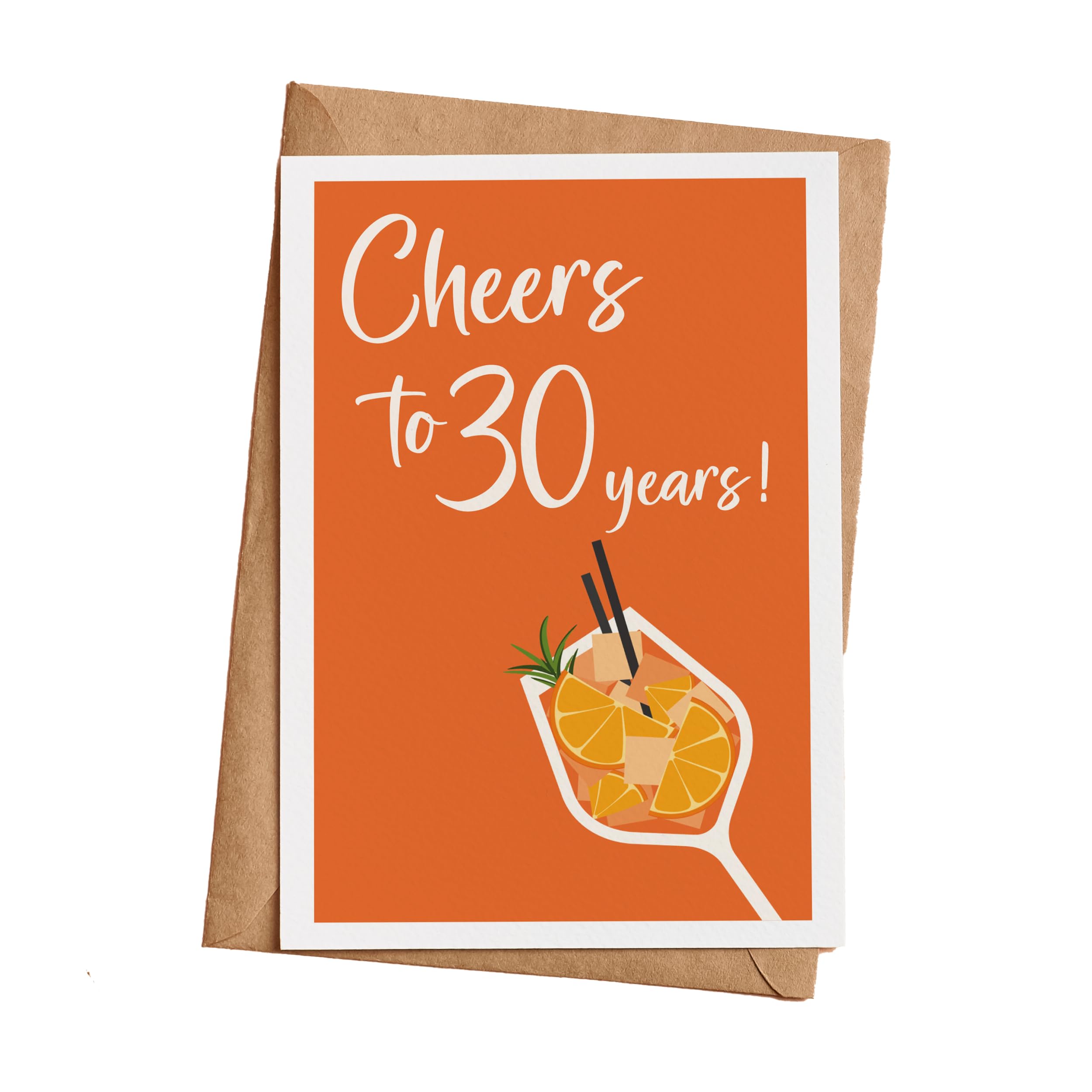 Grusskarte zum Geburtstag Cheers to 30 years mit Umschlag aus Kraftpapier | Grußkarte Karte Billet Geburtstag Holy Aperoli Happy Birthday Mann Frau Drink Aperol orange (KT_062-30)