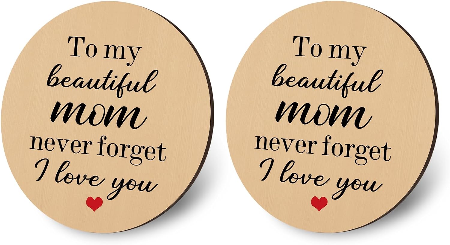 I Love You Mom Gifts from Daughter Son Drink Coasters for Desk Decor Set of 2 Car Cup Holder Unique Christmas Mothers Day Valentines Day Birthday Gifts for Mother Mama Bonus Mom Step Mom Stepmom